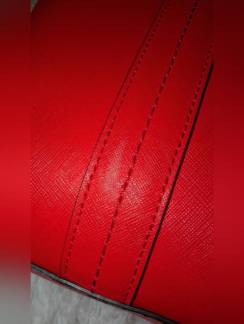 Henri Bendel West 57th Saffiano Leather Briefcase Laptop Bag Red VGC - Picture 15 of 16